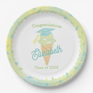 Ice Cream Graduation Party Blue Green Paper Plates