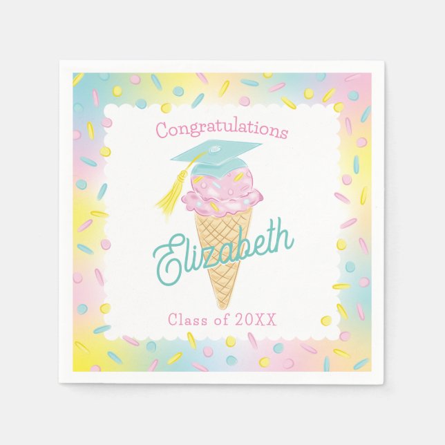 Ice Cream Graduation Party Napkins (Front)