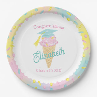 Ice Cream Graduation Party Paper Plates