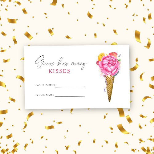 Ice cream _ Guess how many kisses bridal game Enclosure Card