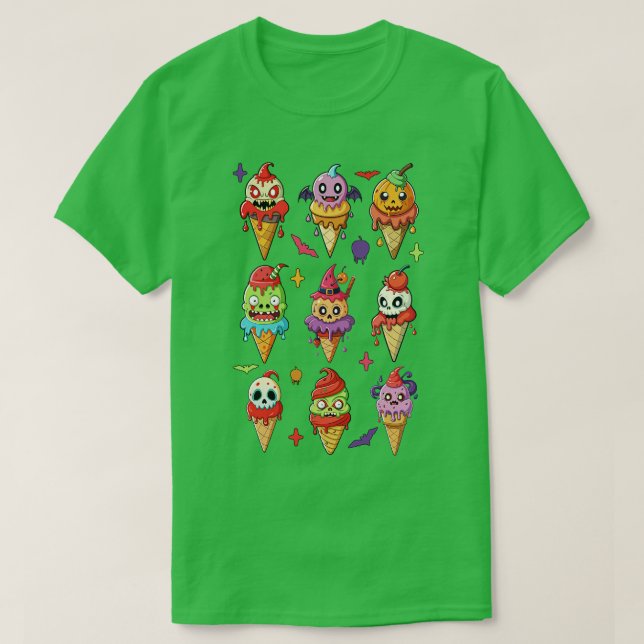 Ice Cream Halloween Funny Spooky Season T-Shirt (Design Front)