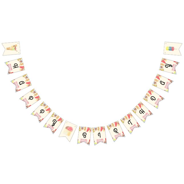 Ice Cream Happy Birthday Bunting Banner (All)