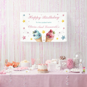 Ice Cream Happy Birthday To The Coolest Twins Banner