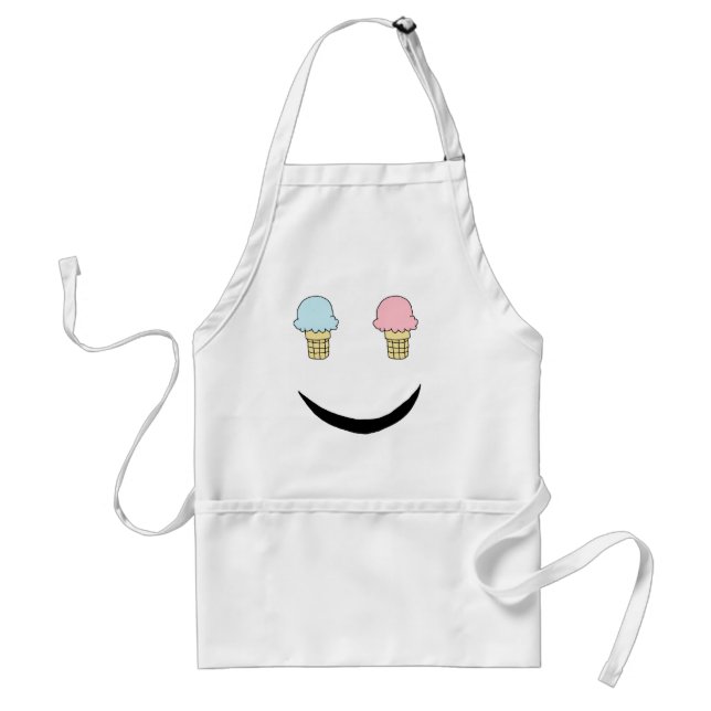 Ice Cream Happy Face Adult Apron (Front)