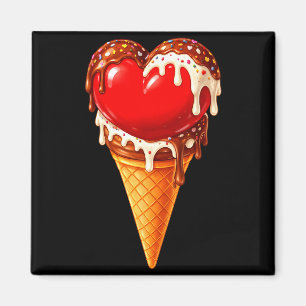 Ice Cream Heart Funny Drip Valentines Day Boys Gir Magnet