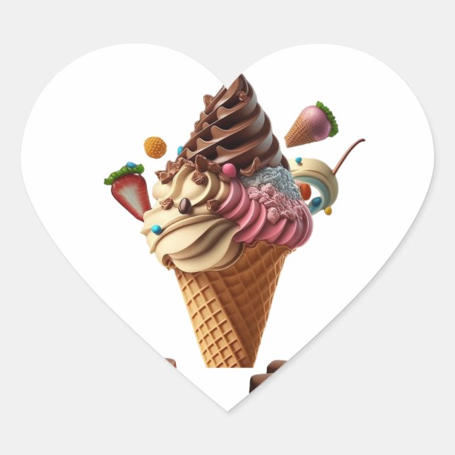 Ice cream heart sticker (Front)