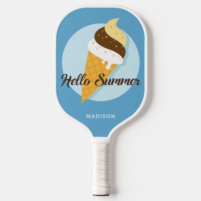 Ice Cream Hello custom name & color Pickleball Paddle (Front)