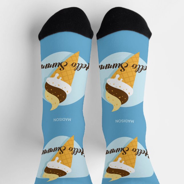 Ice Cream Hello custom name & color Socks (Top)