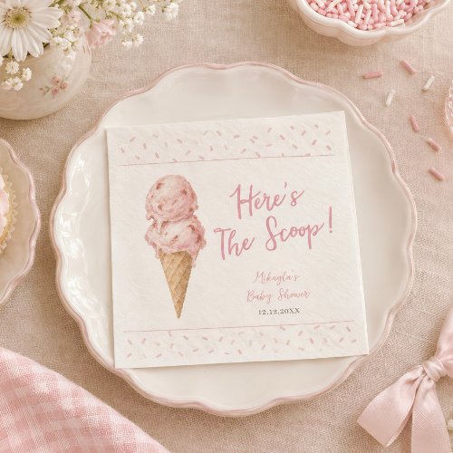 Ice Cream Here’s The Scoop Sprinkle Baby Shower Napkins