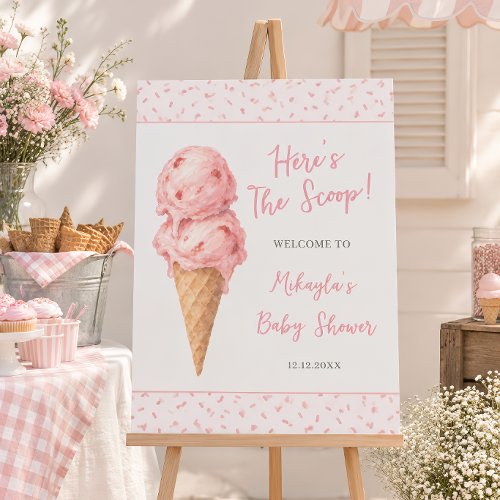 Ice Cream Here’s The Scoop Sprinkle Welcome Shower Foam Board