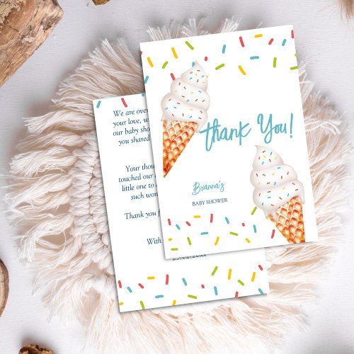 Ice cream heres the scoop baby shower thank you card