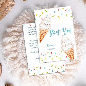 Ice cream here's the scoop baby shower thank you card