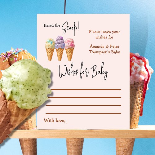 Ice Cream Heres the Scoop Baby Shower Wishes Game