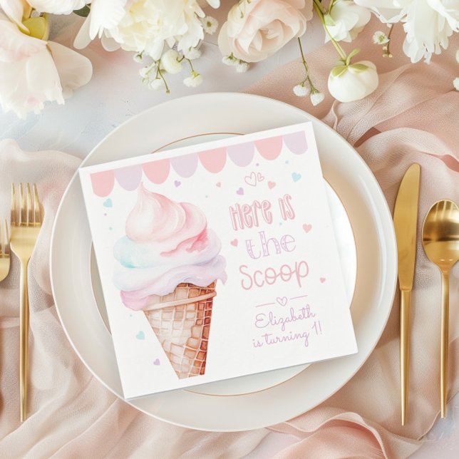 Ice cream Heres the scoop birthday party  Napkins (Creator Uploaded)
