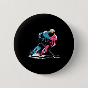 Ice Cream Hockey Player Drip Boys Kids Girls Youth Button