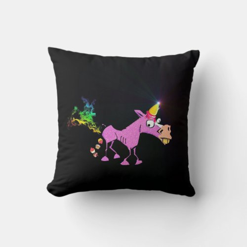 Ice Cream Horn _ Donkey Corn Throw Pillow