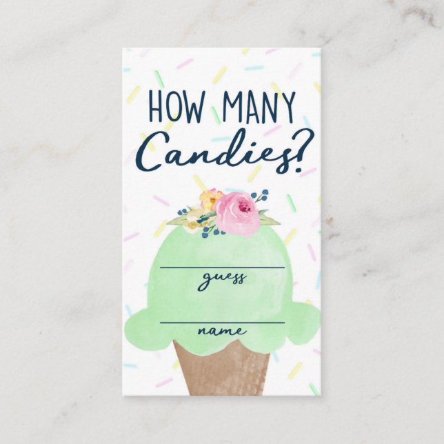 Ice Cream How Many Candies Game Guess Cards (Front)