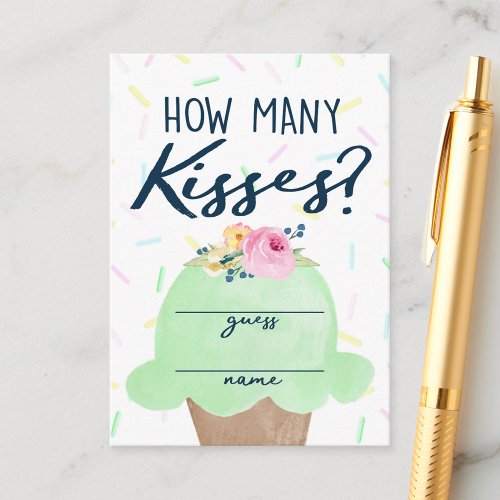 Ice Cream How Many Kisses Bridal Game Cards