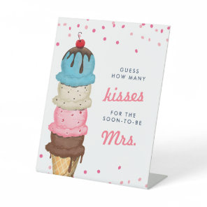 Ice Cream How Many Kisses Bridal Shower Game Pedestal Sign