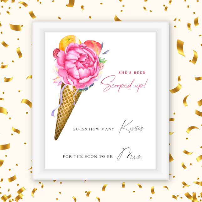 Ice cream - How many kisses bridal shower game Poster (Creator Uploaded)