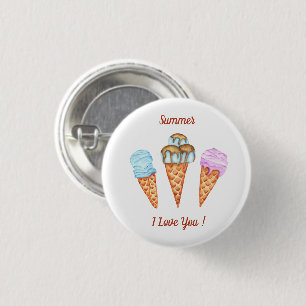 Ice Cream I Love You Cute Summer Button