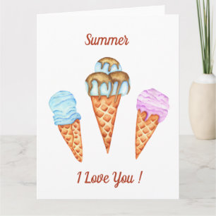 Ice Cream I Love You Cute Summer Card