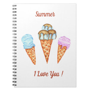 Ice Cream I Love You Cute Summer Notebook