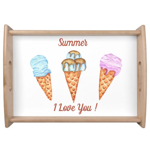 Ice Cream I Love You Cute Summer    Serving Tray