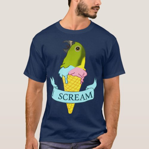 Ice Cream I Scream Yellow Naped Amazon Parrot T_Shirt