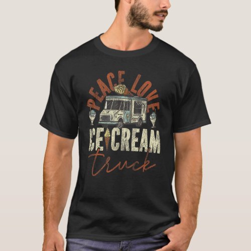 Ice Cream Ice Cream Truck Van Cone Vintage Peace L T_Shirt