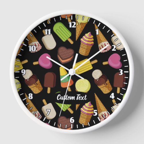 Ice Cream Icons Large Clock