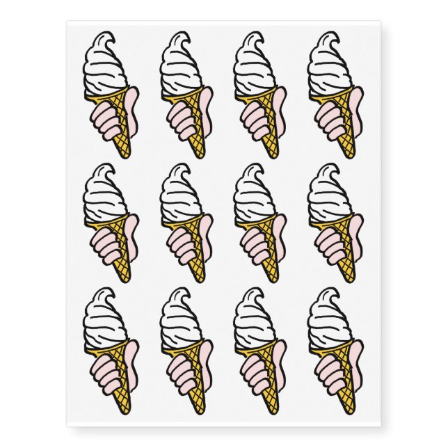 Ice Cream Image Temporary Tattoos (Front)