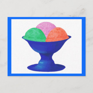 Ice cream in blue bowl party invitations postcard