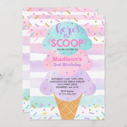 Ice Cream Invitation Ice Cream Birthday Party