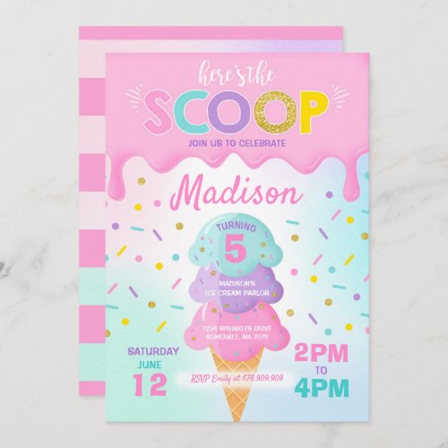 Ice Cream Invitation Ice Cream Birthday Party