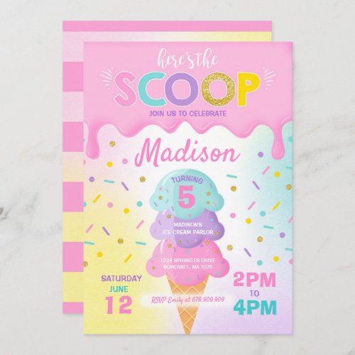 Ice Cream Invitation Ice Cream Birthday Party