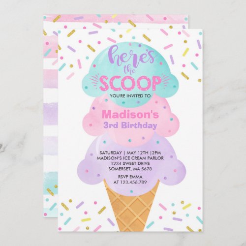 Ice Cream Invitation Ice Cream Birthday Party