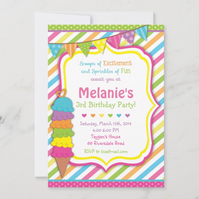 ice cream invitation / ice cream invite (Front)