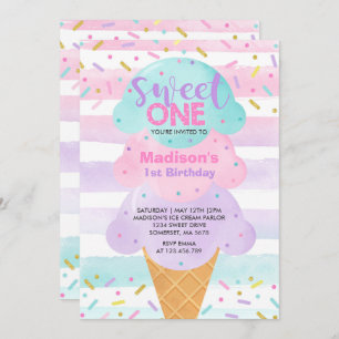 Ice Cream Invitation Sweet One 1st Birthday