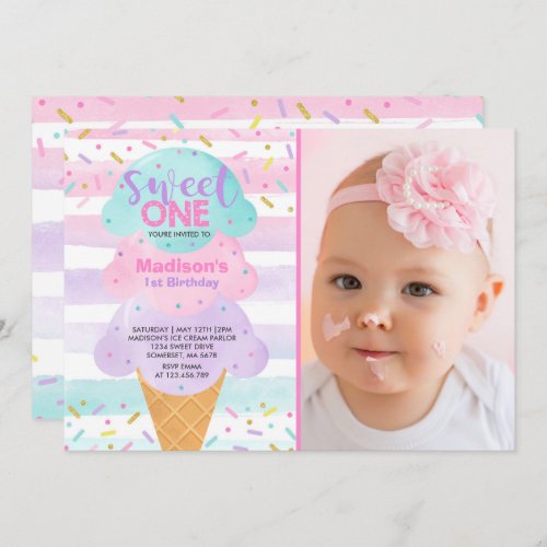 Ice Cream Invitation Sweet One 1st Birthday