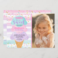 Ice Cream Invitation Three Is Sweet 3rd Birthday