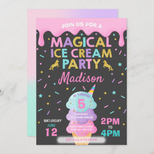 Ice Cream Invitation Unicorn Ice Cream Party