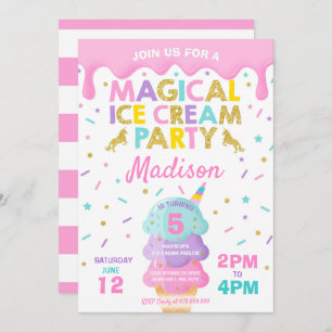 Ice Cream Invitation Unicorn Ice Cream Party