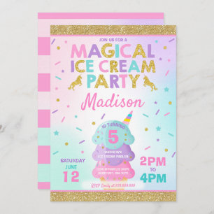 Ice Cream Invitation Unicorn Ice Cream Party