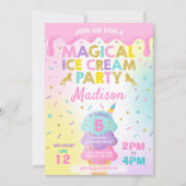 Ice Cream Invitation Unicorn Ice Cream Party (Front)