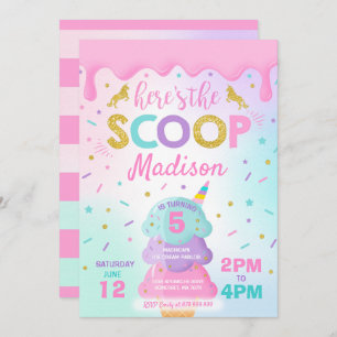 Ice Cream Invitation Unicorn Ice Cream Party