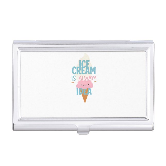 Ice Cream is Always a Good Idea 🍦 | Cute Pastel  Business Card Case (Front)