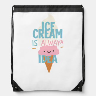 Ice Cream is Always a Good Idea 🍦 | Cute Pastel Drawstring Bag
