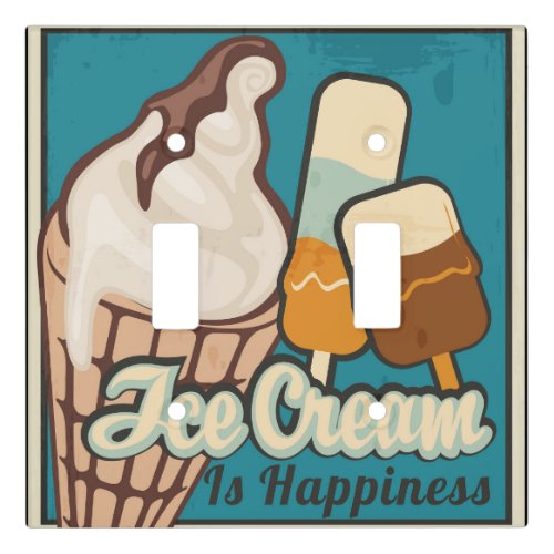 Ice Cream is Happiness Retro Guilty Pleasure Quote Light Switch Cover