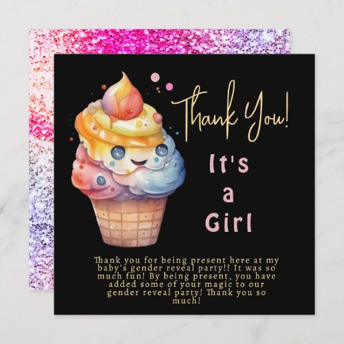 Ice cream Its a girl Thank You Card